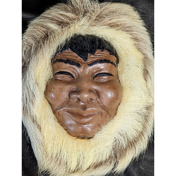 Two (2) 1950s Native Alaskan Plaque Faces Man Woman by Lonnie H Temple Handmade - Picture 3 of 7